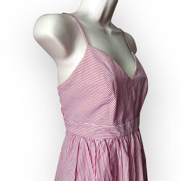 J.Crew Red and White Stripe Poplin Dress Ruffle Skirt, Size 6 - Picture 5 of 16